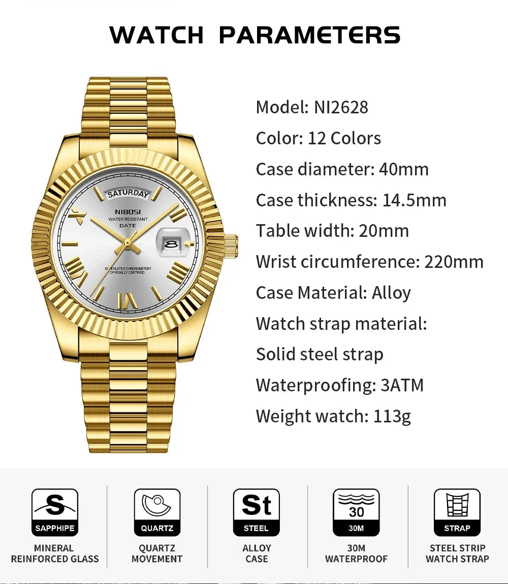 NIBOSI Classic — Quartz Watch for Men